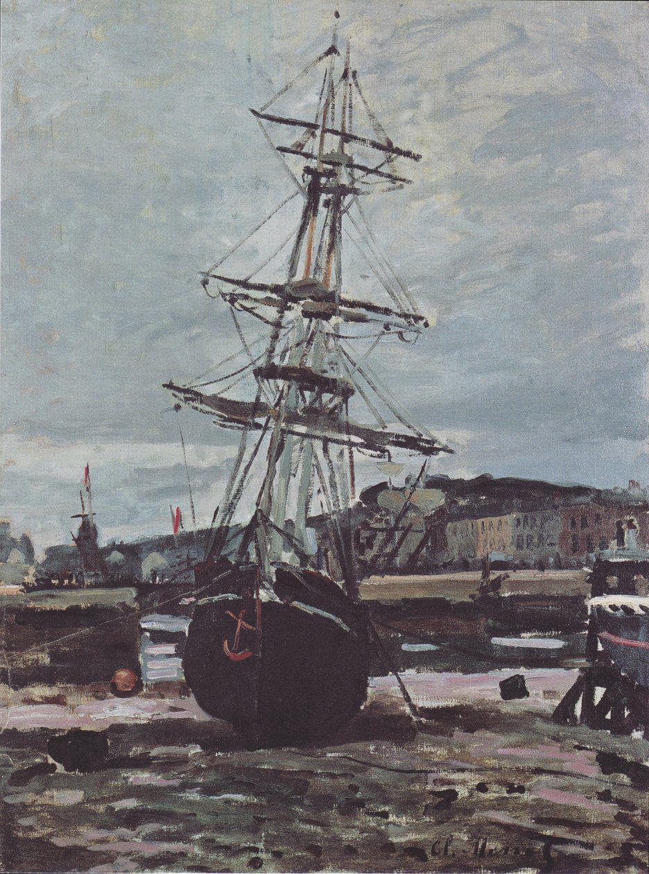 Strandedetes hajó Fécampben alkotó: Claude Monet