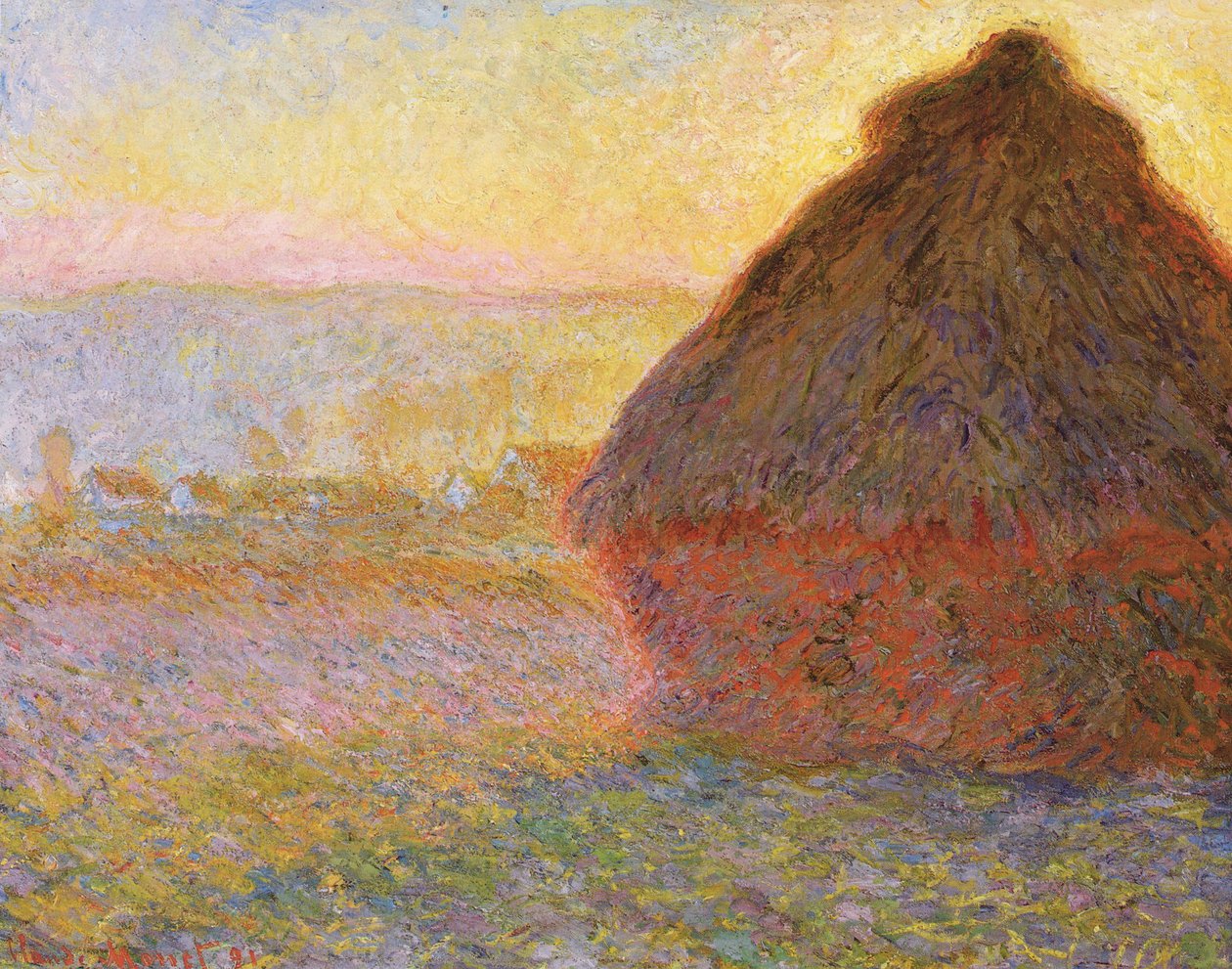 Szénakazalok, (naplemente) alkotó: Claude Monet