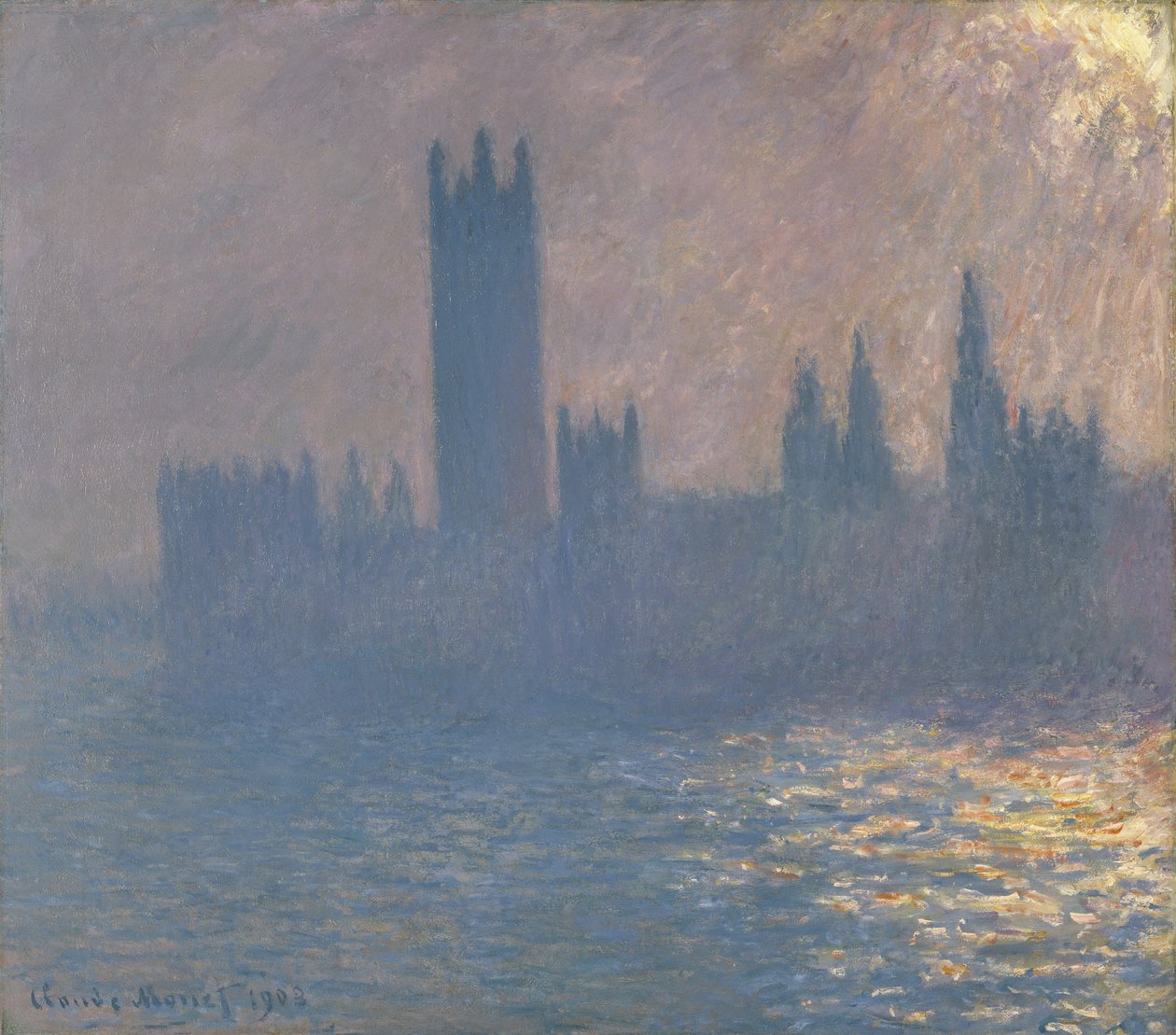 Parlament, napfényhatás (Le Parlement, effet de soleil) alkotó: Claude Monet