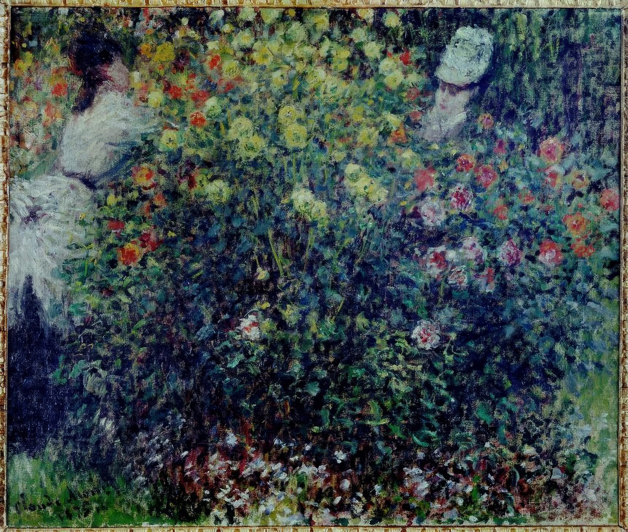Fiatal lányok egy dáliás csomóban alkotó: Claude Monet