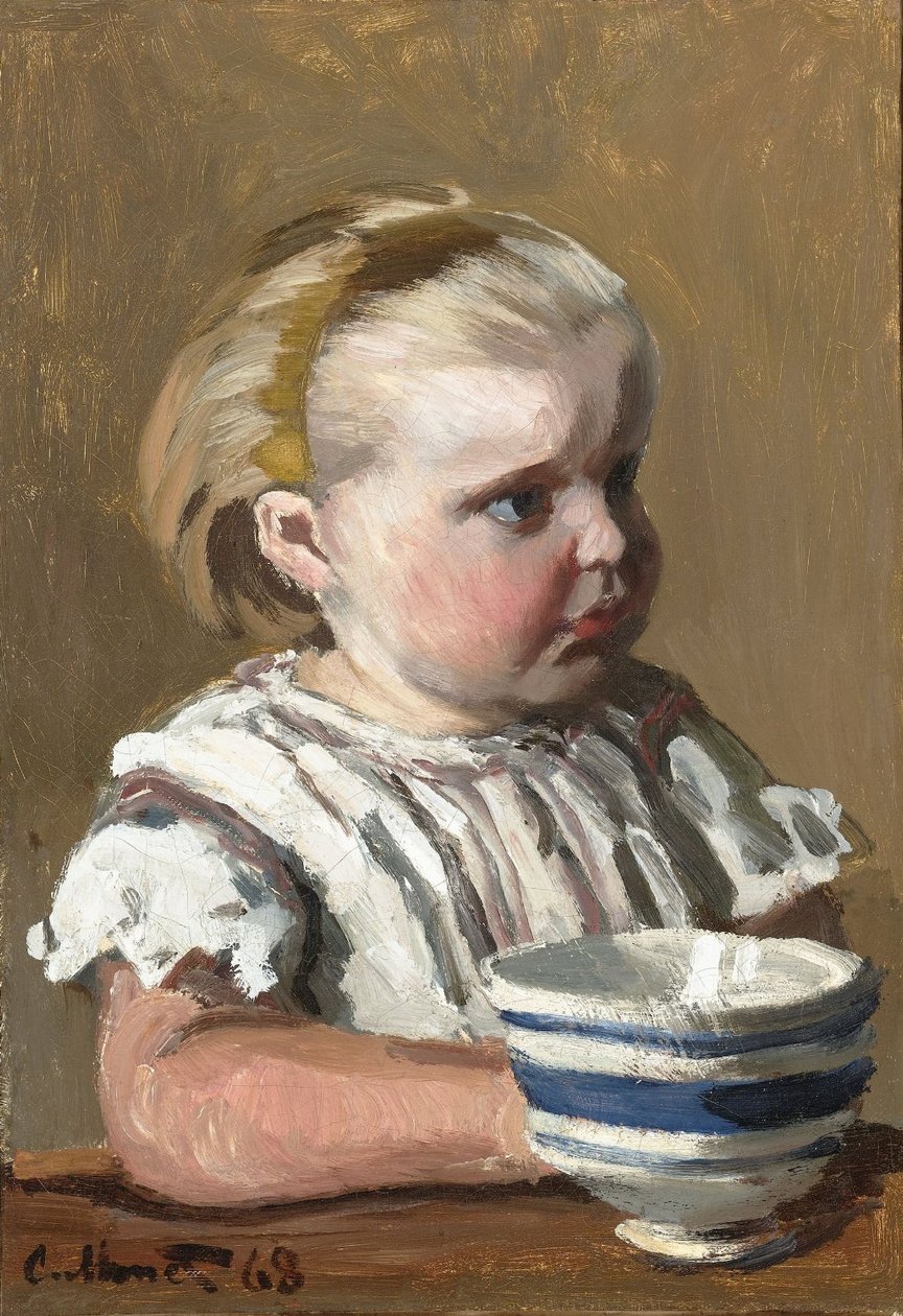 Gyermek csészével, Jean Monet portréja alkotó: Claude Monet