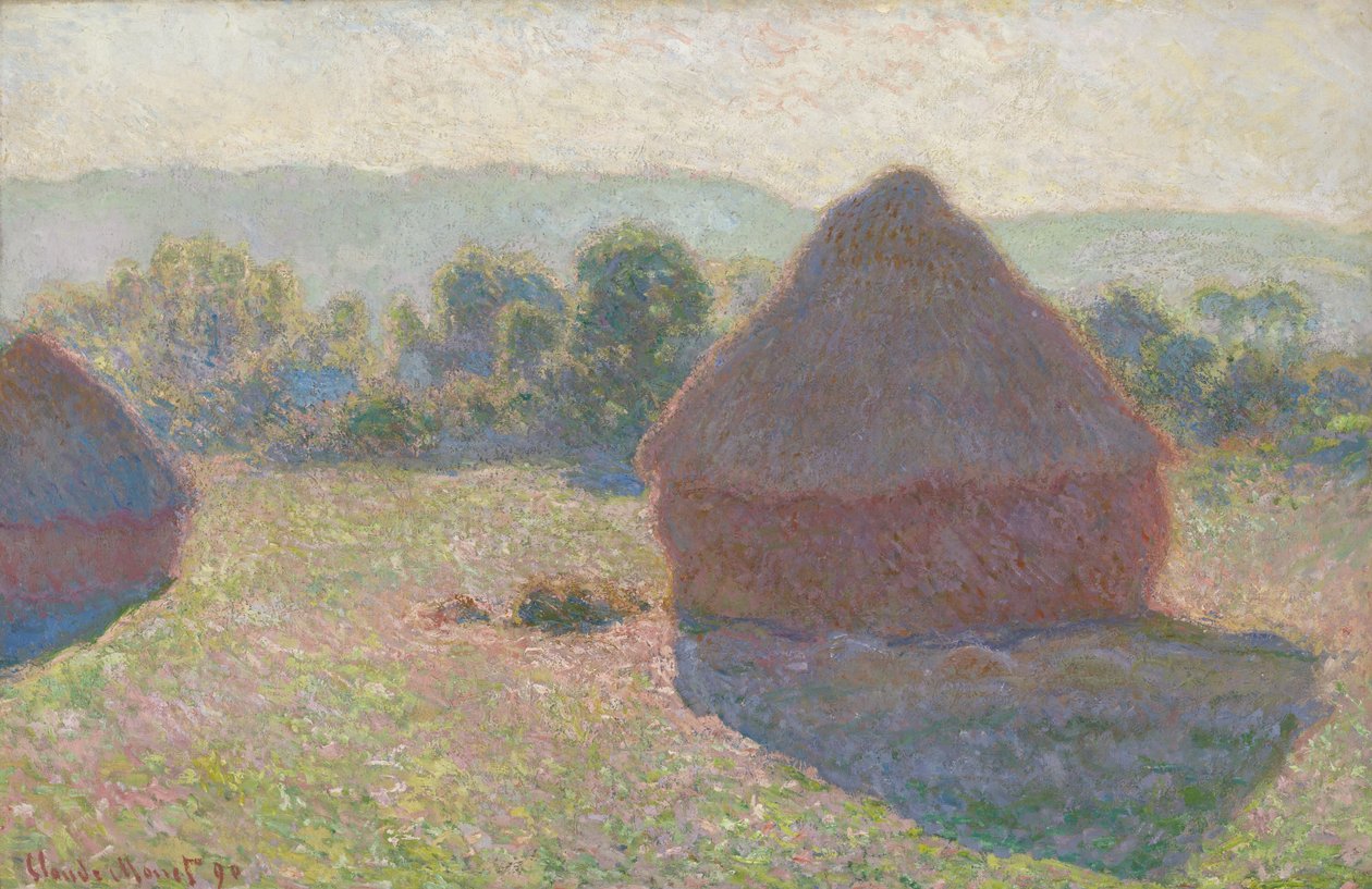 Köszörűkövek, délben (szénakazalok, délben) alkotó: Claude Monet