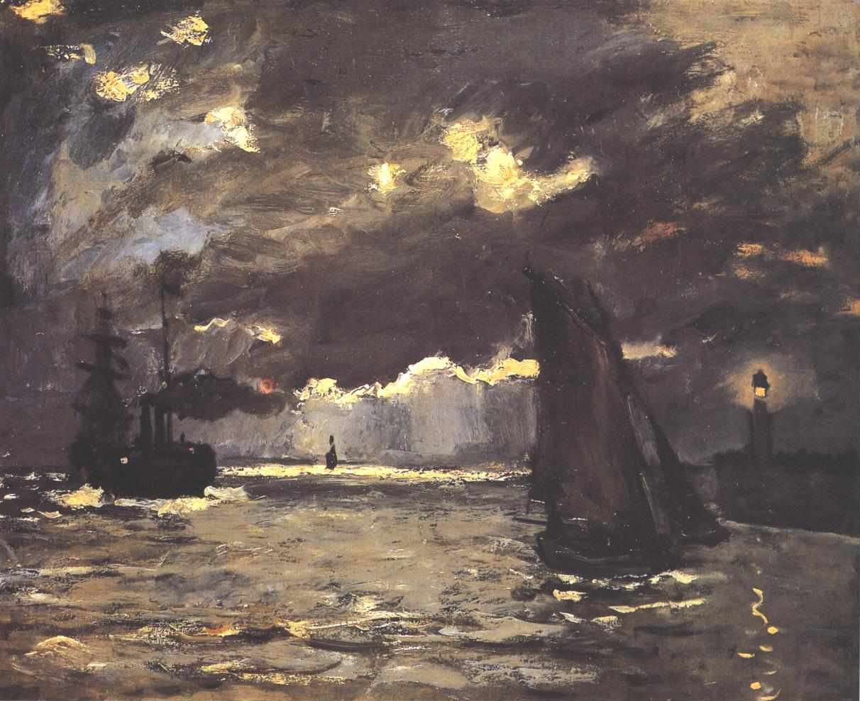 Tengerképi éjszakai hatás alkotó: Claude Monet