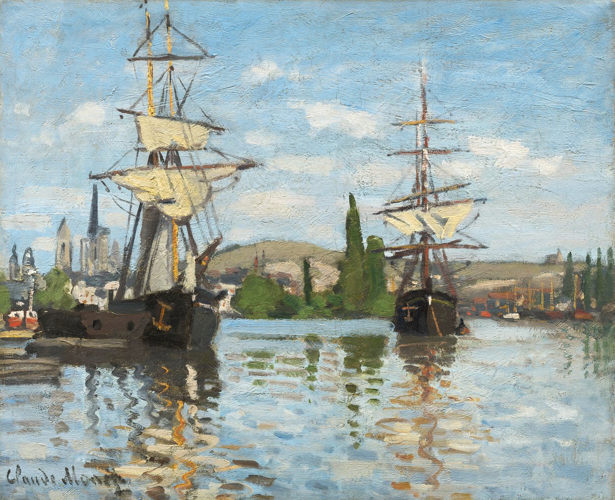 Hajók a Szajnán Rouen-nál, 1872- 73 alkotó: Claude Monet