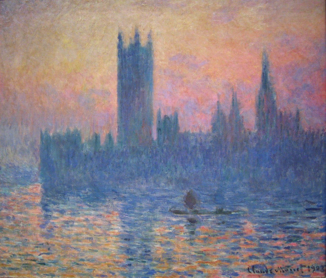 A Parlament háza, naplemente alkotó: Claude Monet