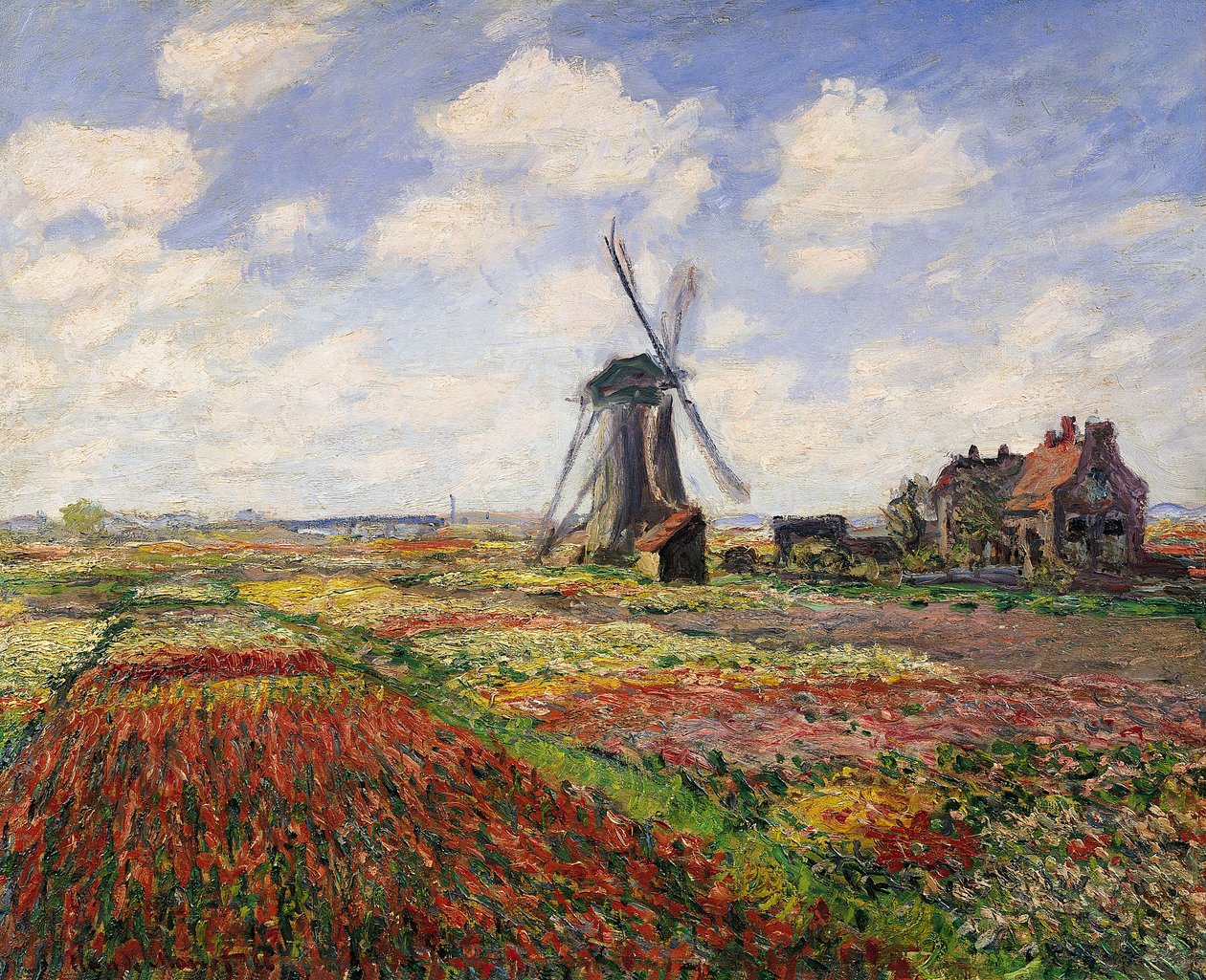 Tulipánmezők a rijnsburgi szélmalommal, 1886 alkotó: Claude Monet