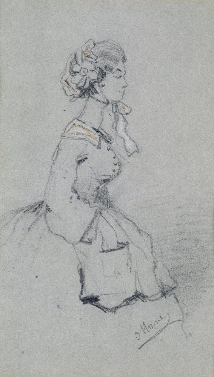 Fiatal nő szalaggal, 1857 (szén és pasztell, papíron) alkotó: Claude Monet