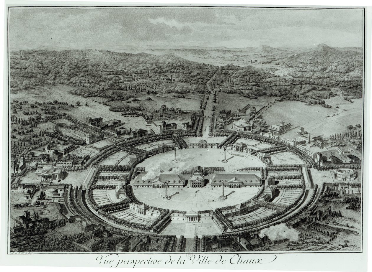 Chaux város perspektivikus képe, c. 1804 alkotó: Claude Nicolas Ledoux