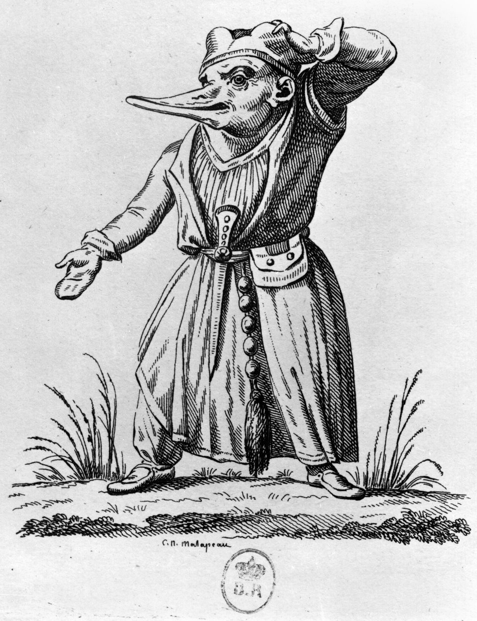 Egy szörny, Francois Rabelais (1494-1553) „Les Songes Drolatiques de Pantagruel” című művéből (xilográf) alkotó: Claude Nicolas Malapeau