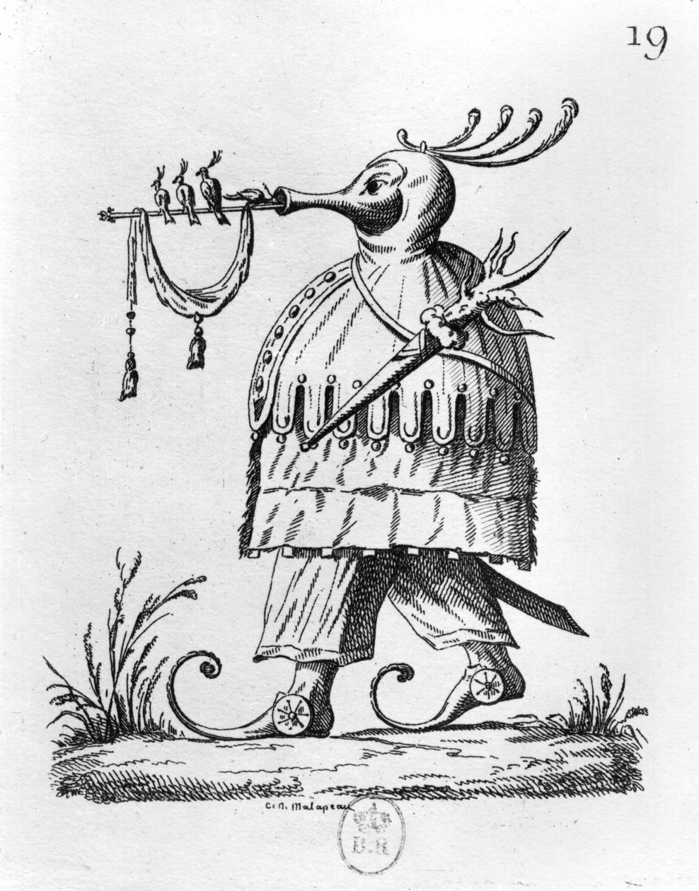Egy szörny, Francois Rabelais (1494-1553) "Les Songes Drolatiques de Pantagruel" című művéből (xilográfia). alkotó: Claude Nicolas Malapeau