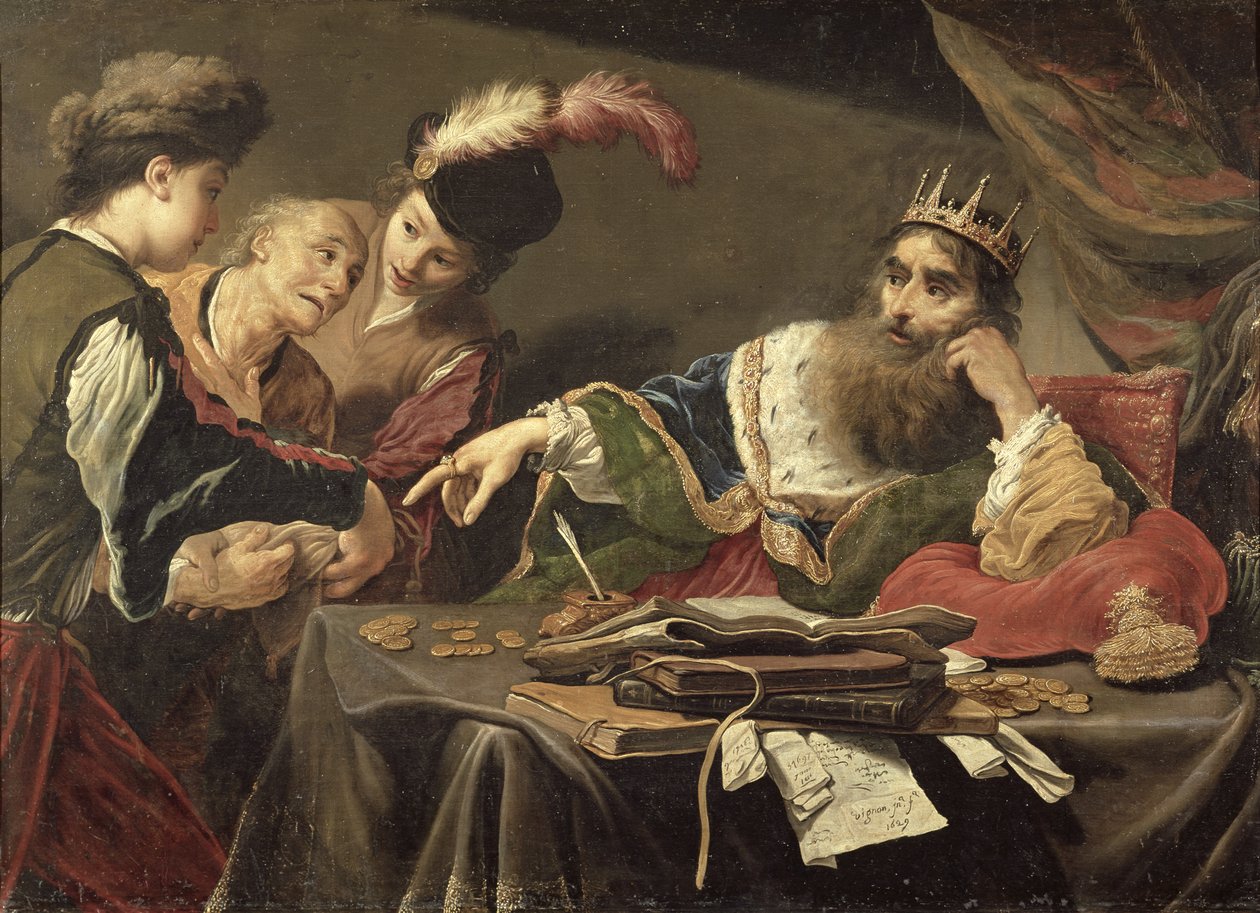 Kroiszosz egy lídiai paraszttól tisztelegve, 1629 alkotó: Claude Vignon
