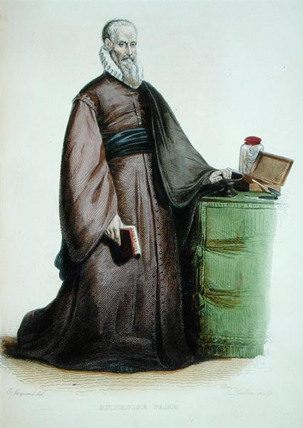 Amboise Pare (1509-90) illusztráció E. Mennechet "Le Plutarque Francais" című művéből, Leclerc metszete. alkotó: Claude (after) Jacquand