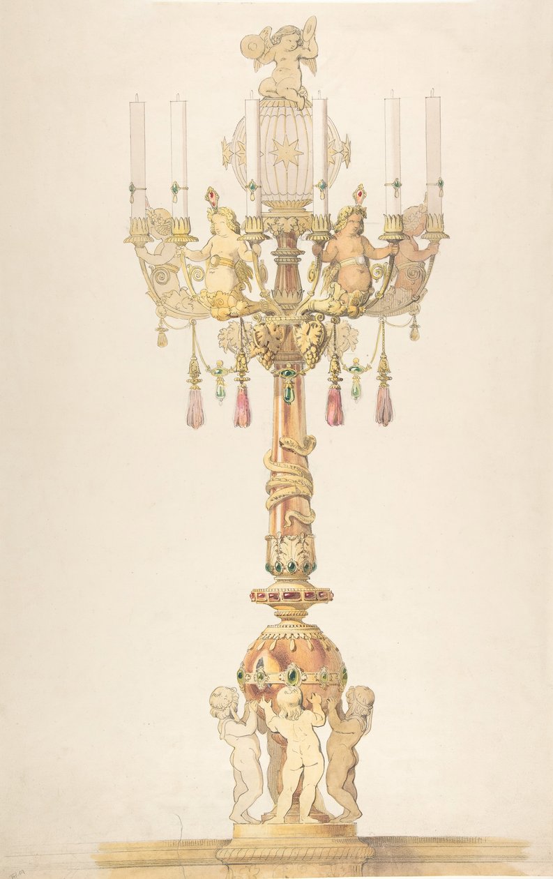Tervezés kandeláberhez, 1810-38. alkotó: Claude Aimé Chenavard