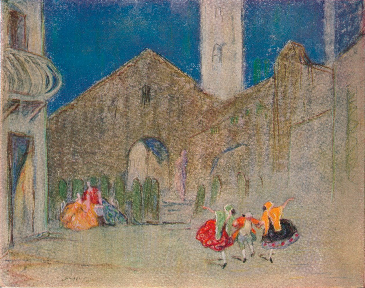 Jelenet az Orosz balettből: A jó humorú hölgyek, 1900 alkotó: Claude Allin Shepperson