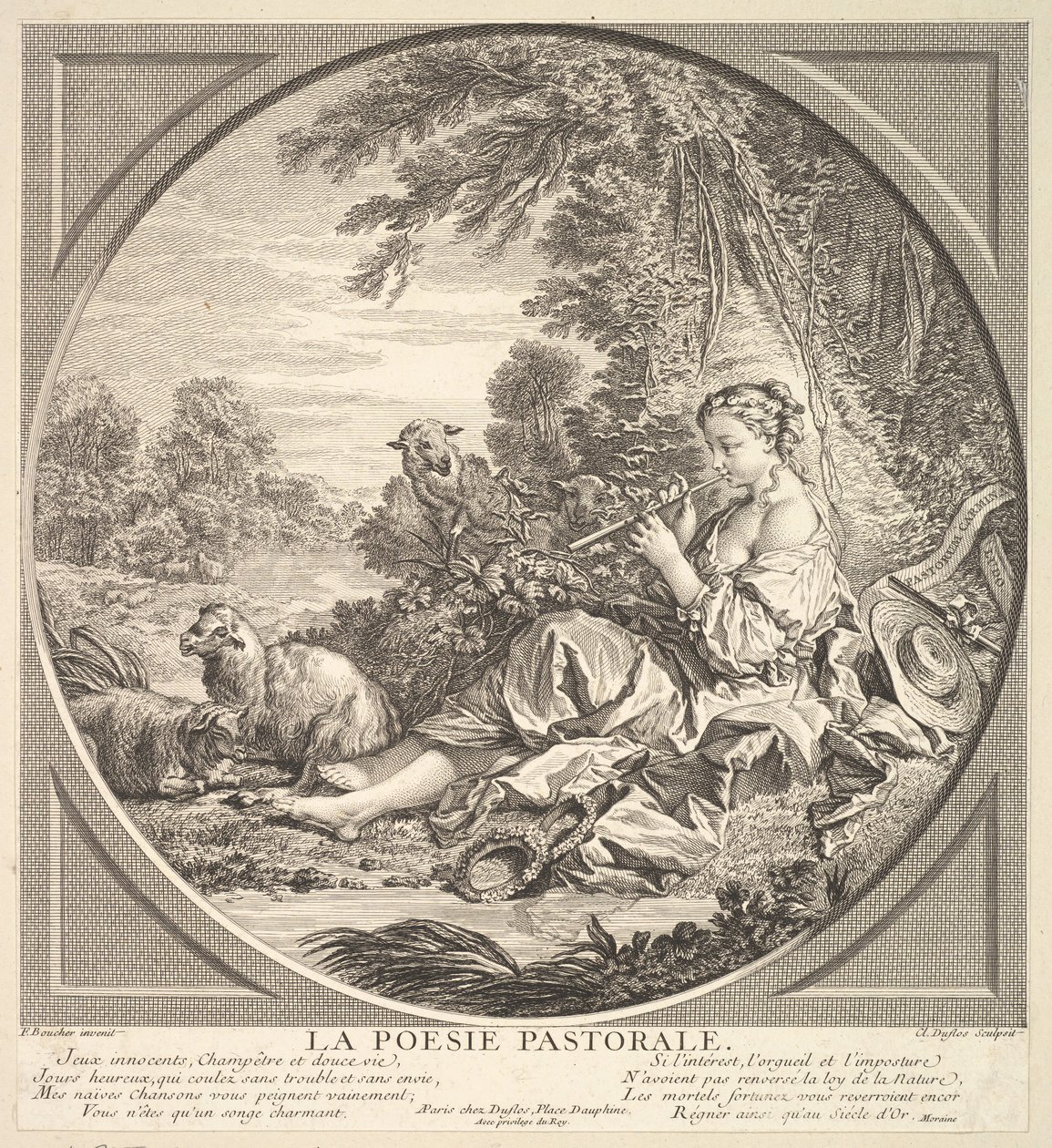 Pásztorköltészet, kb. 1742. alkotó: Claude Augustin Duflos
