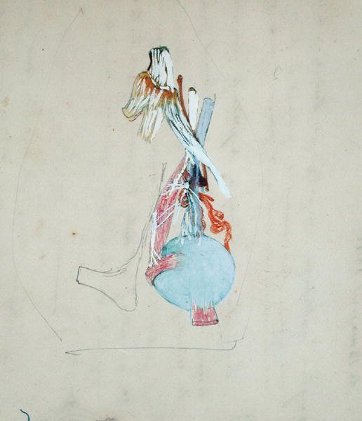 Idegrendszer egy macska fejében, 1842. május 25. (ceruza és akvarell papíron) alkotó: Claude Bernard