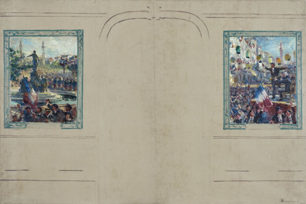 Párizs 12. kerületének városháza vázlata: Place de la Nation. Place de la Bastille, 1910 körül (olaj, vászon) alkotó: Claude Charles Bourgonnier