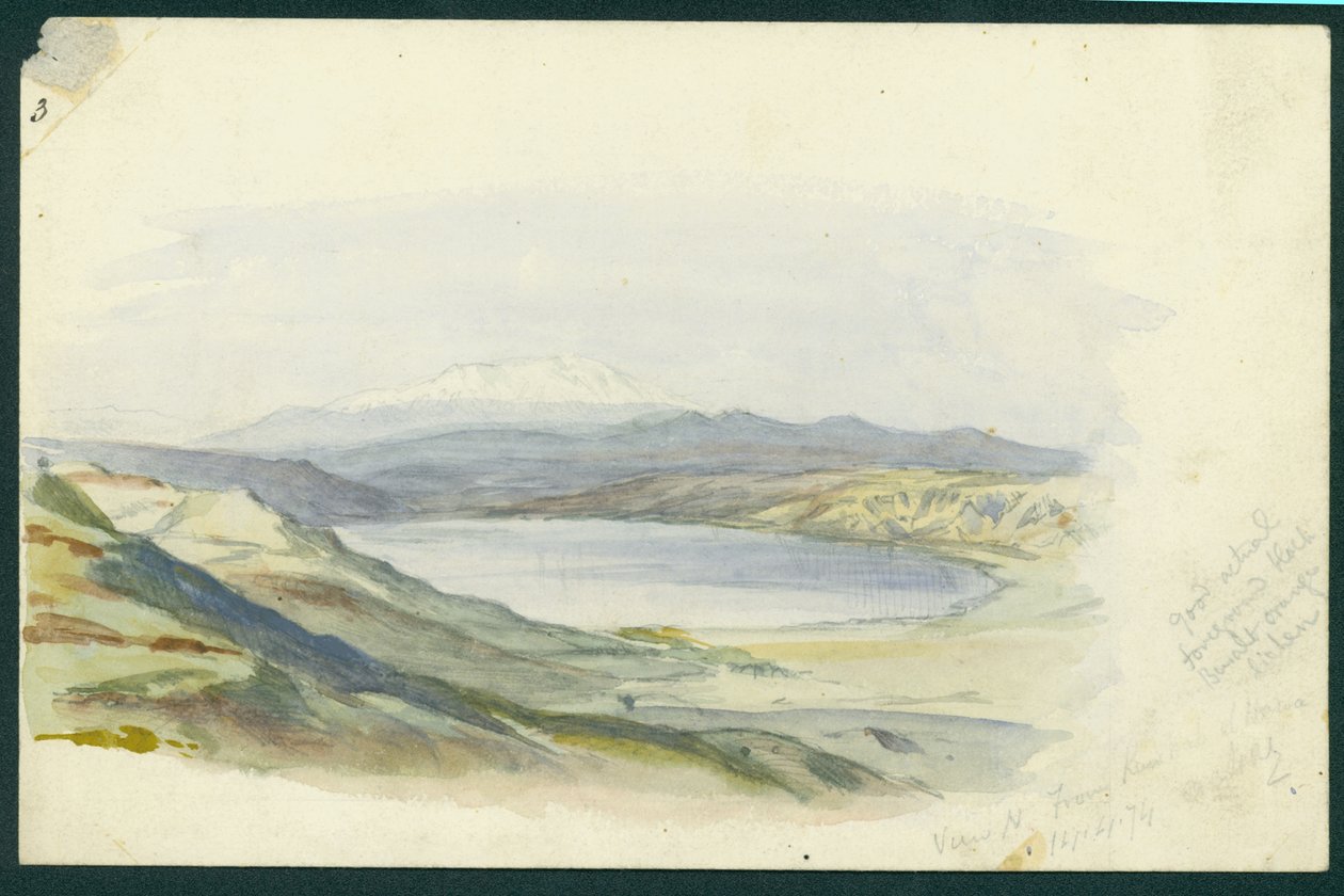 Hermon-hegy és a Galileai-tenger, 1874 (wc és ceruza papíron) alkotó: Claude Conder