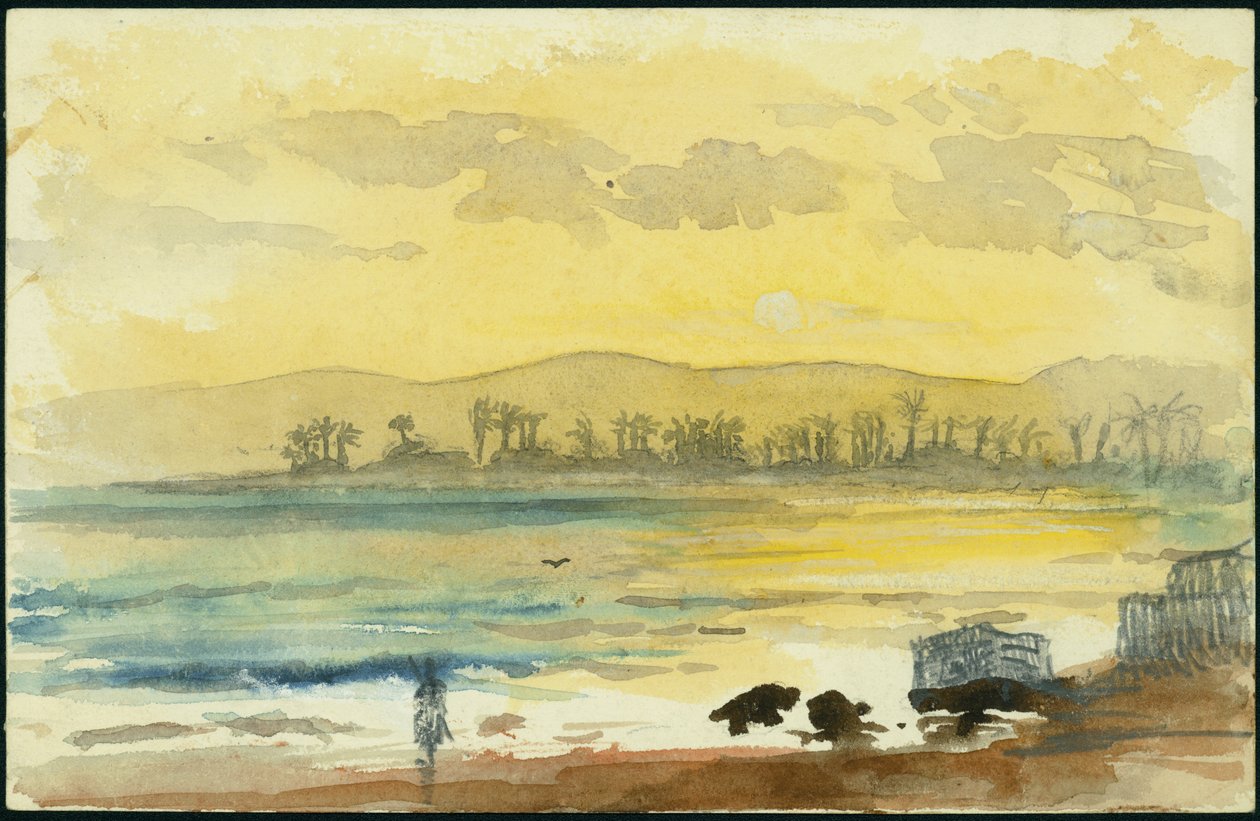 Napkelte Haifa közelében, 1872 (wc és ceruza papíron) alkotó: Claude Conder