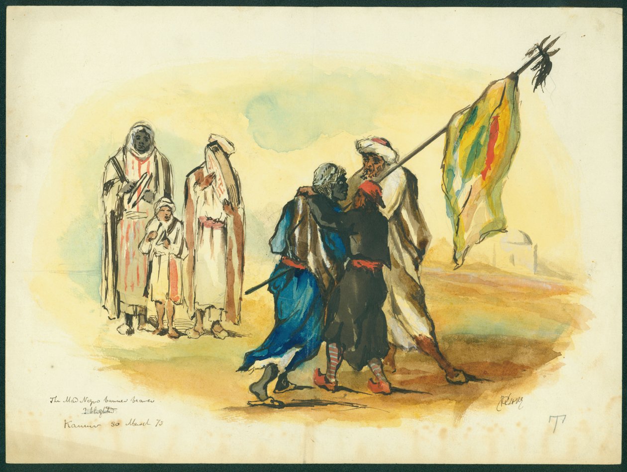 „The Mad Black banner bearer”, Kaumur, 1873 (wc és ceruza papíron) alkotó: Claude Conder