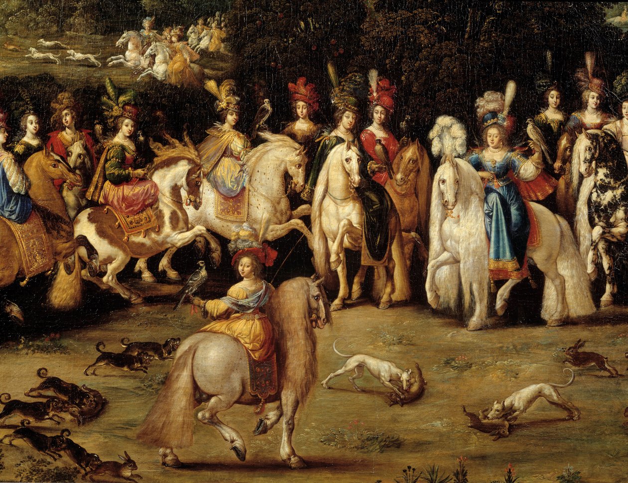 A négy elem. Levegőrészlet: Ecuyere vadászó sólyom. Claude Deruet festménye (1588-1662) alkotó: Claude Deruet