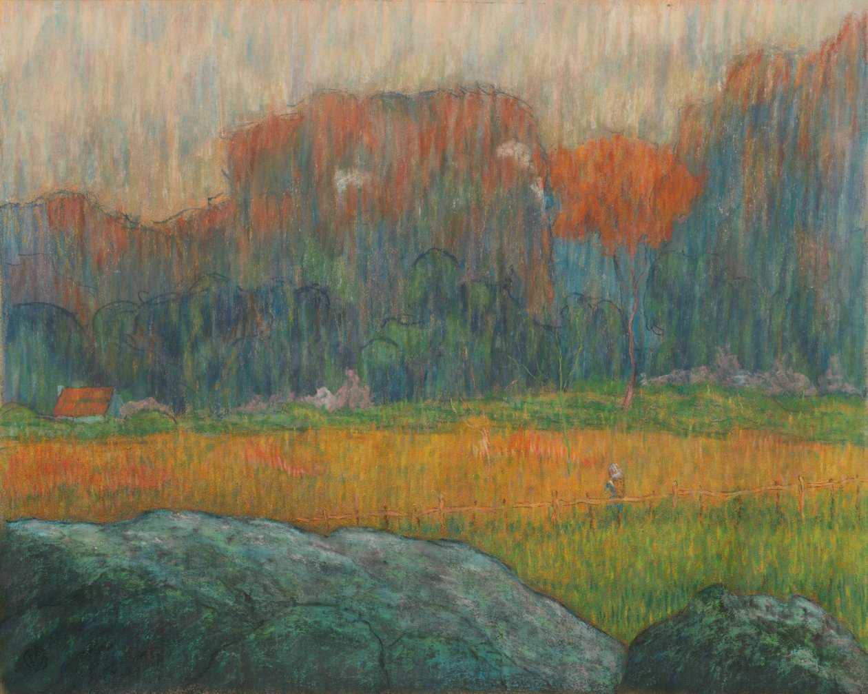 Táj alakkal és házakkal, c. 1891. alkotó: Claude Emile Schuffenecker
