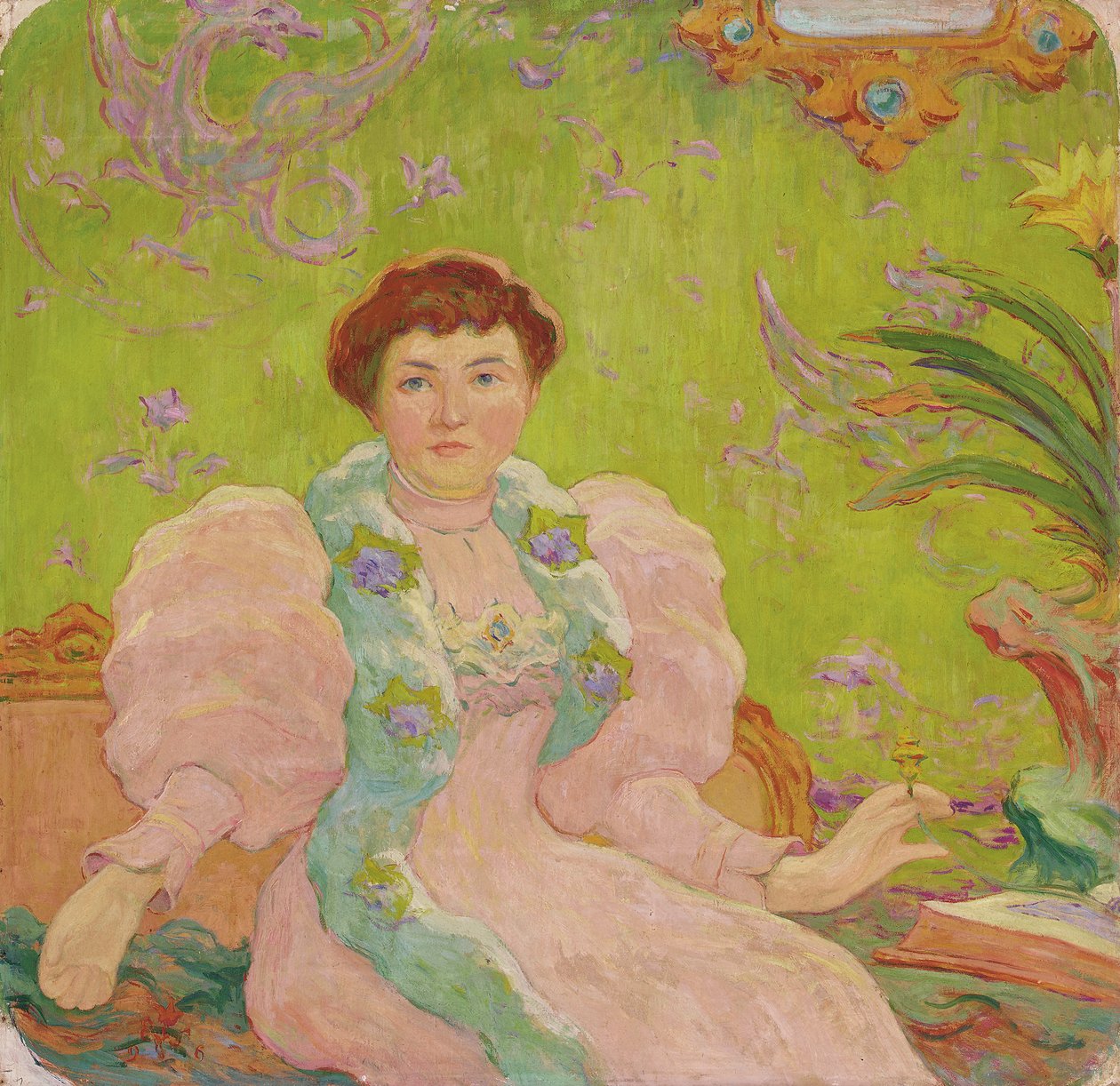 fiatal nő rózsaszín ruhában; Jeune femme a la robe rose, 1893 körül (olaj, vászon) alkotó: Claude Emile Schuffenecker