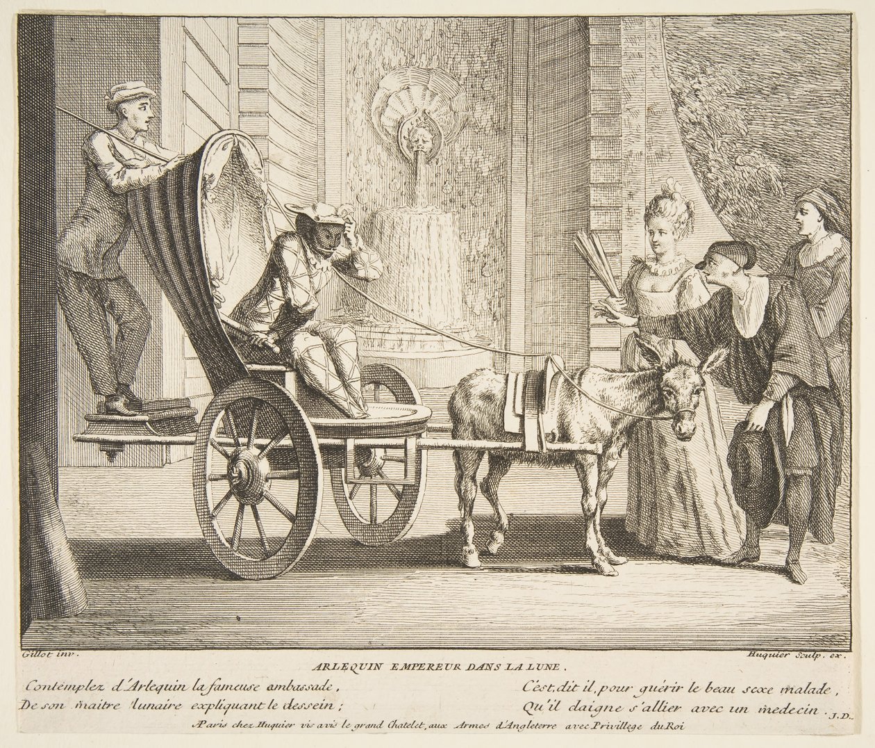 Harlekin, császár a Holdon.n.d. Alkotók: Claude Gillot, Jacques Gabriel Huquier. alkotó: Claude Gillot, Jacques Gabriel Huquier