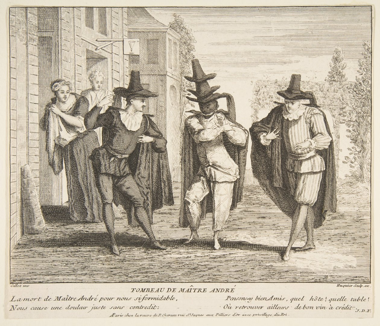 Maitre Andre halála.n.d. Alkotók: Claude Gillot, Jacques Gabriel Huquier. alkotó: Claude Gillot, Jacques Gabriel Huquier
