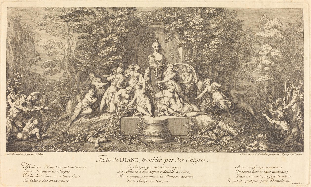 Feste de Diane, Troublee par des Satyres (A szatírok által megzavart Diana ünnepe) alkotó: Claude Gillot