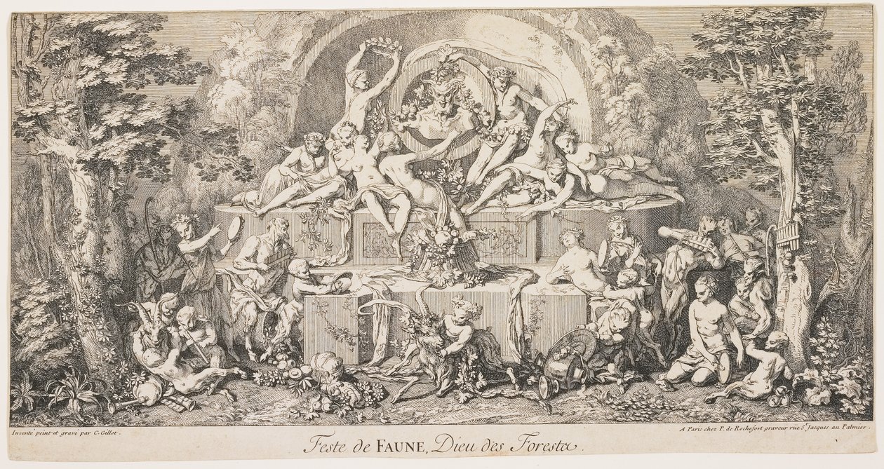Fawn ünnepe, az erdők istene, c. 1740 alkotó: Claude Gillot