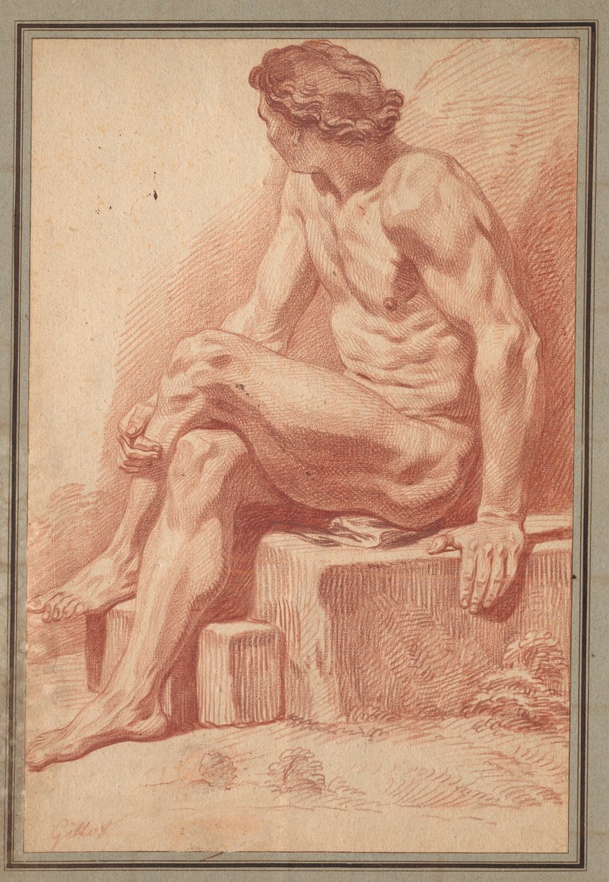 Ülő férfi akt, 1693-1695. alkotó: Claude Gillot