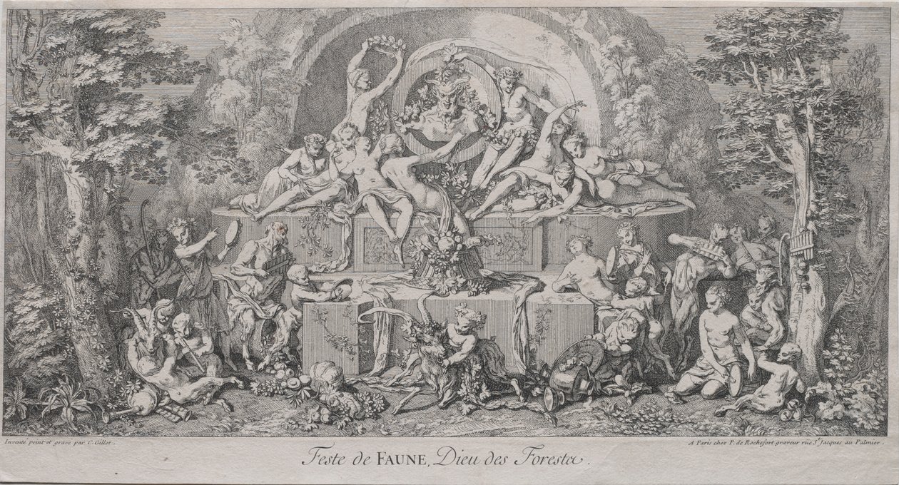 A négy fesztivál: Faune fesztiválja. alkotó: Claude Gillot