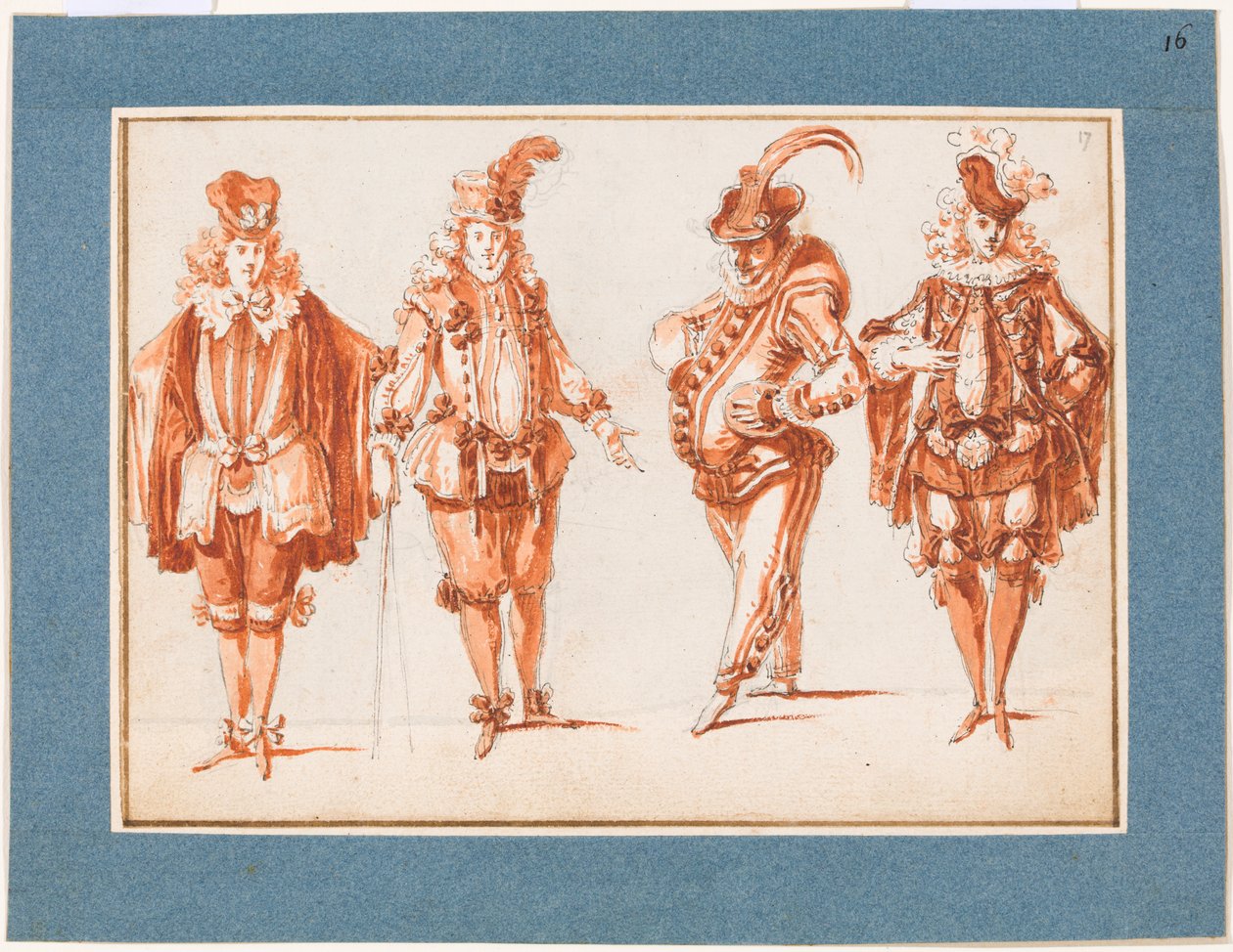 Vier Kostümfiguren alkotó: Claude Gillot