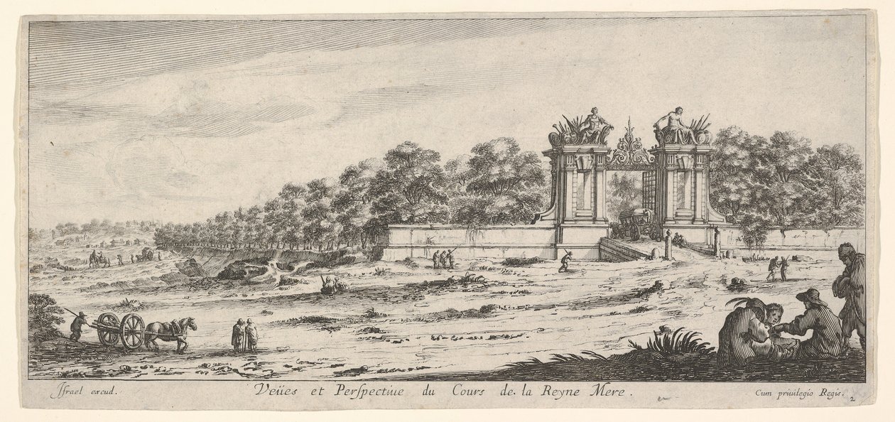 Kilátás az Anyakirálynő rezidenciájának kapujára, a Nézetek és az új ... sorozatból, kb. 1644. alkotó: Claude Goyrand