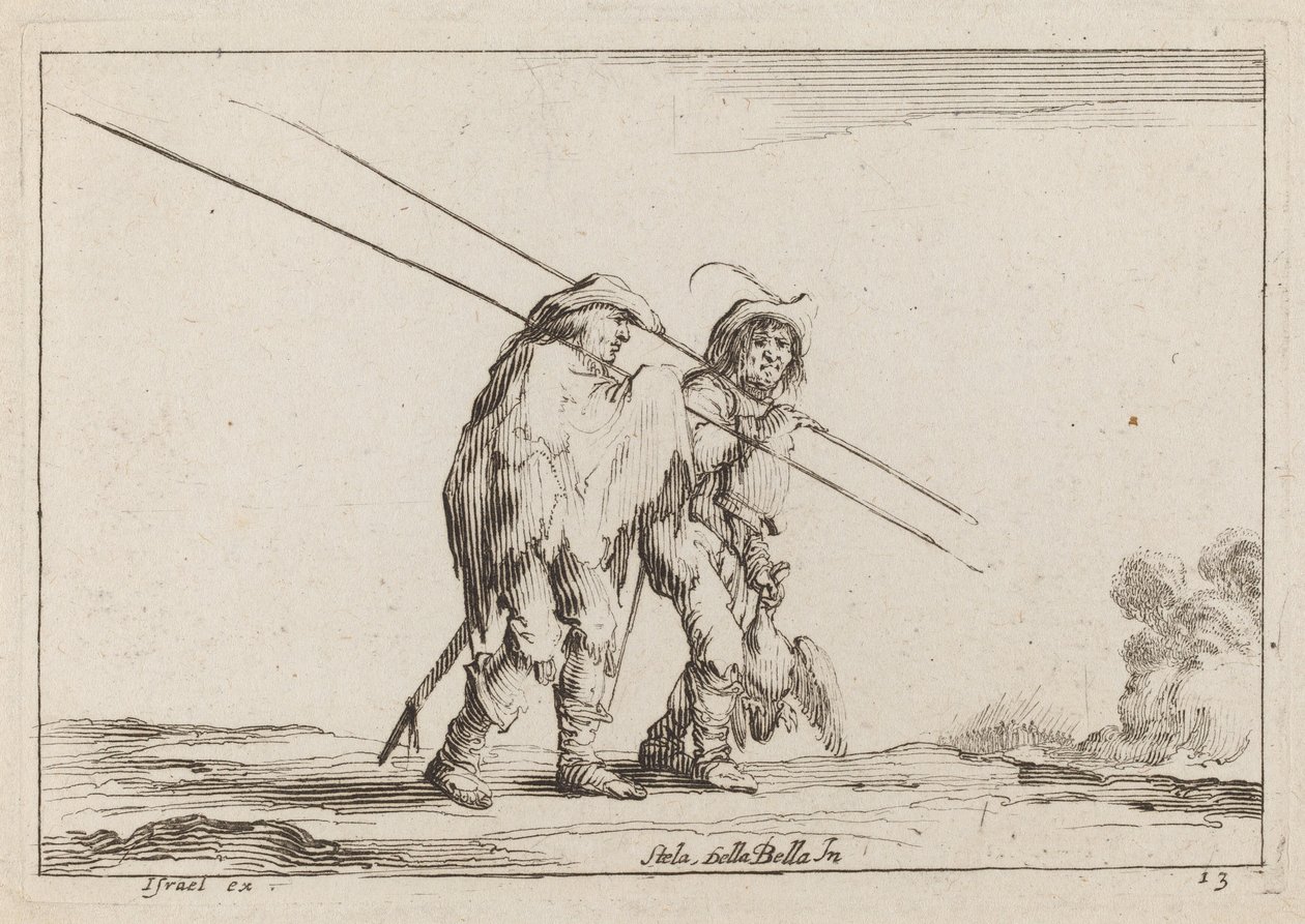 Két Pikemen gyalog utazik alkotó: Claude Goyrand after Stefano Della Bella