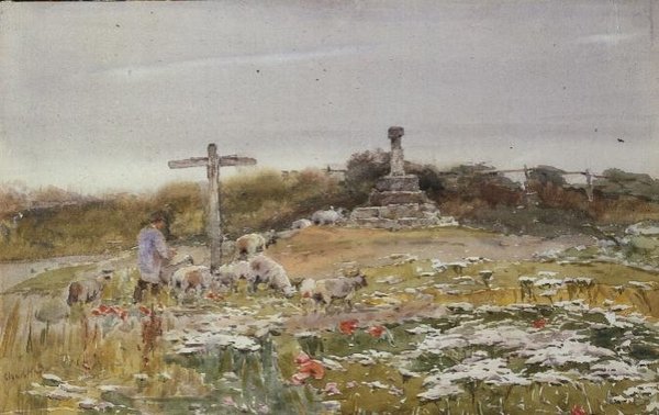 Az útkereszteződésben (akvarell papíron) alkotó: Claude Hayes