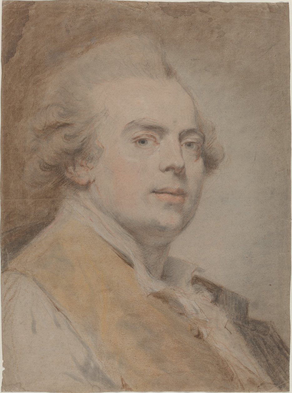 Önarckép, 1780 körül (vörös és fekete kréta és pasztell, papír) alkotó: Claude Jean Baptiste Hoin