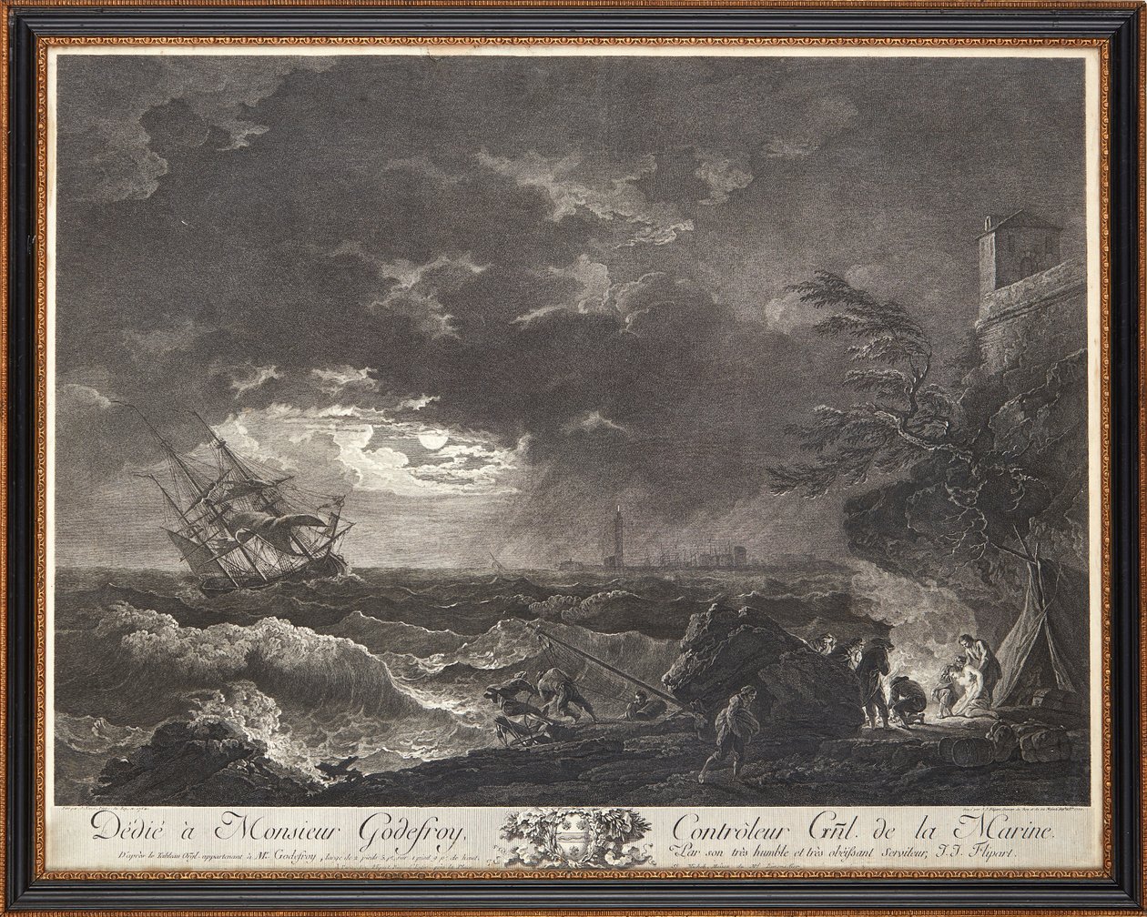 Francia acélmetszet alkotó: Claude Joseph (after) Vernet