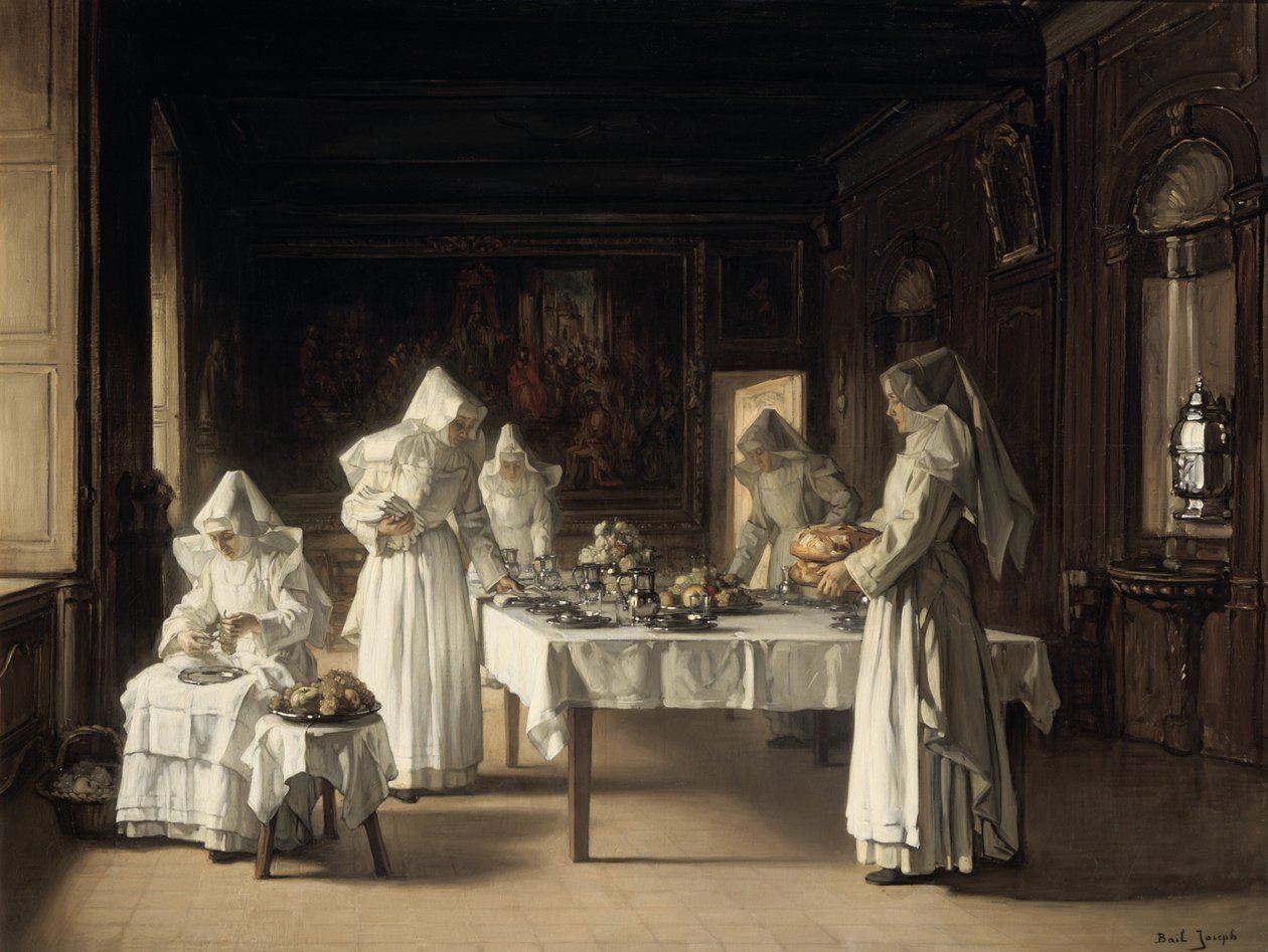 „Vacsora a Beaune Hospice-ban”, Franciaország, 19. század vége, 20. század eleje alkotó: Claude Joseph Bail