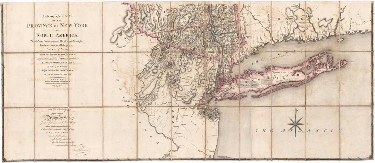 New-York tartomány korográfiai térképe, Sauthier [a térkép alsó része] alkotó: Claude Joseph Sauthier