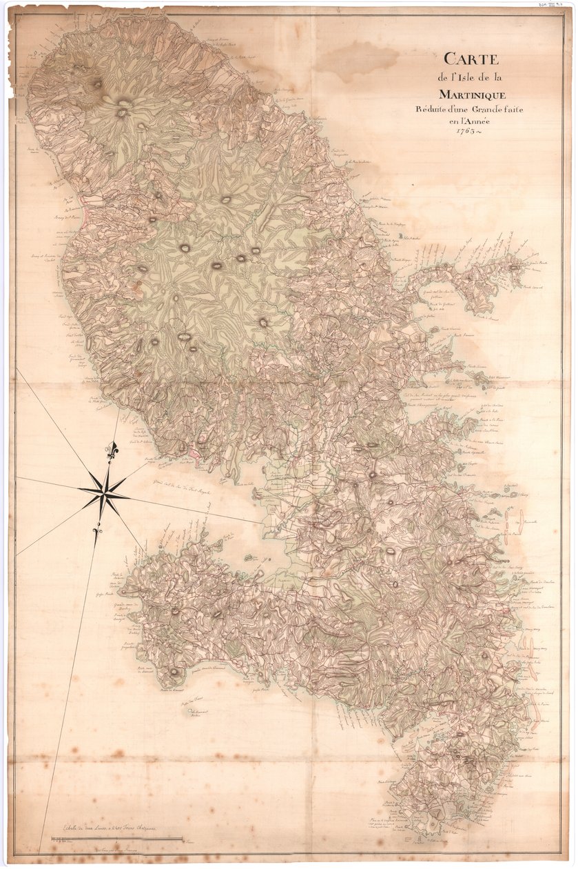 Martinique szigetének nagyra kicsinyített térképe, 1763-ban készült, [1797] (kézirat) alkotó: Claude Joseph Sauthier
