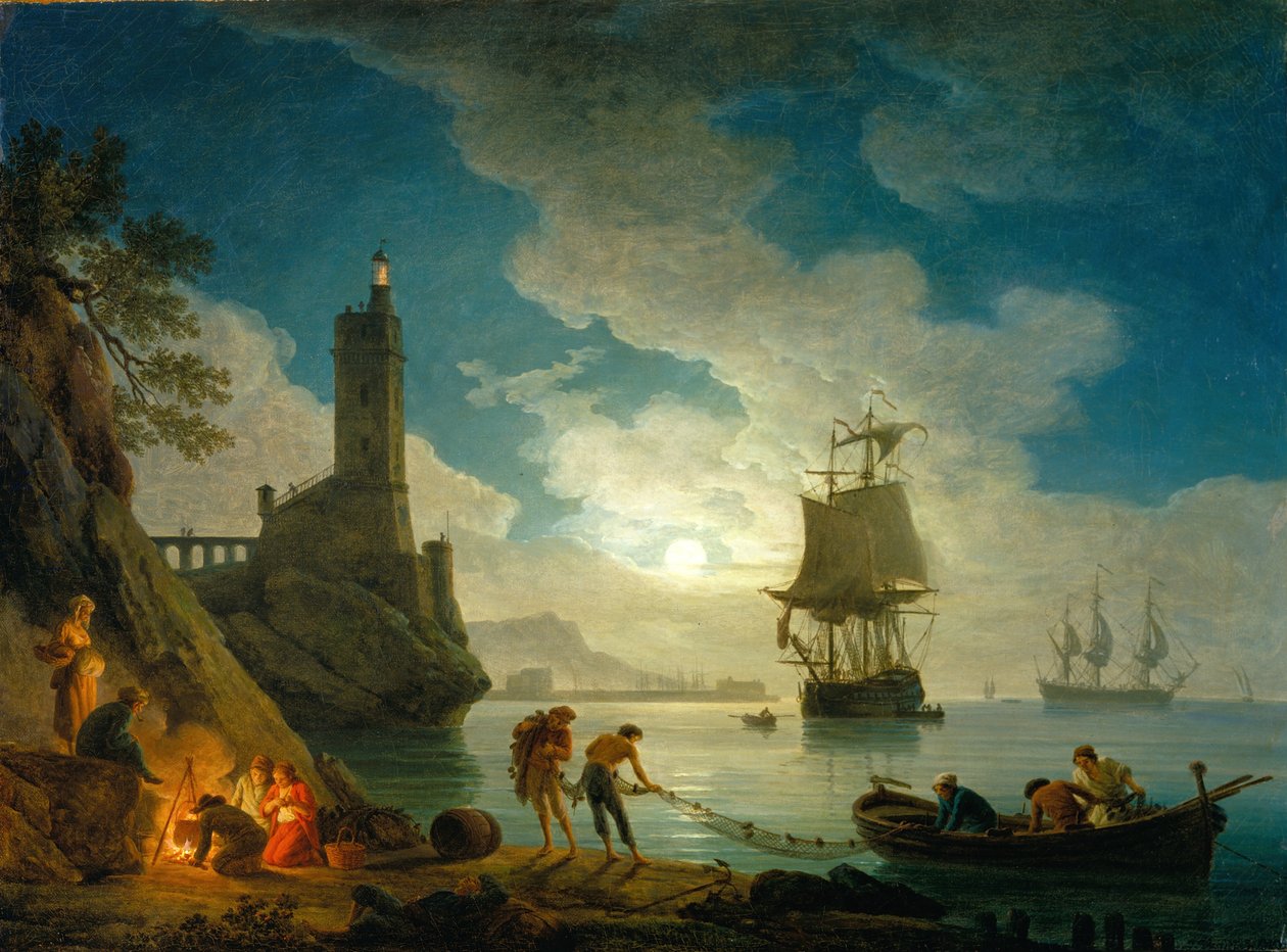 Kikötő holdfényben alkotó: Claude Joseph Vernet