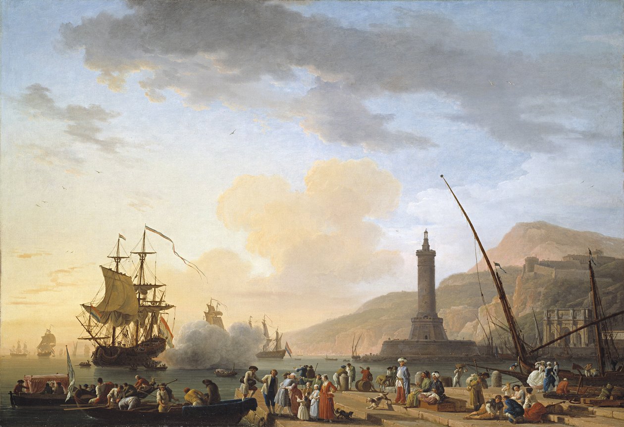 Tengeri kikötő naplementekor alkotó: Claude Joseph Vernet