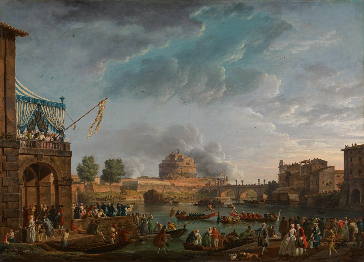 Sportverseny a Tiberisen alkotó: Claude Joseph Vernet