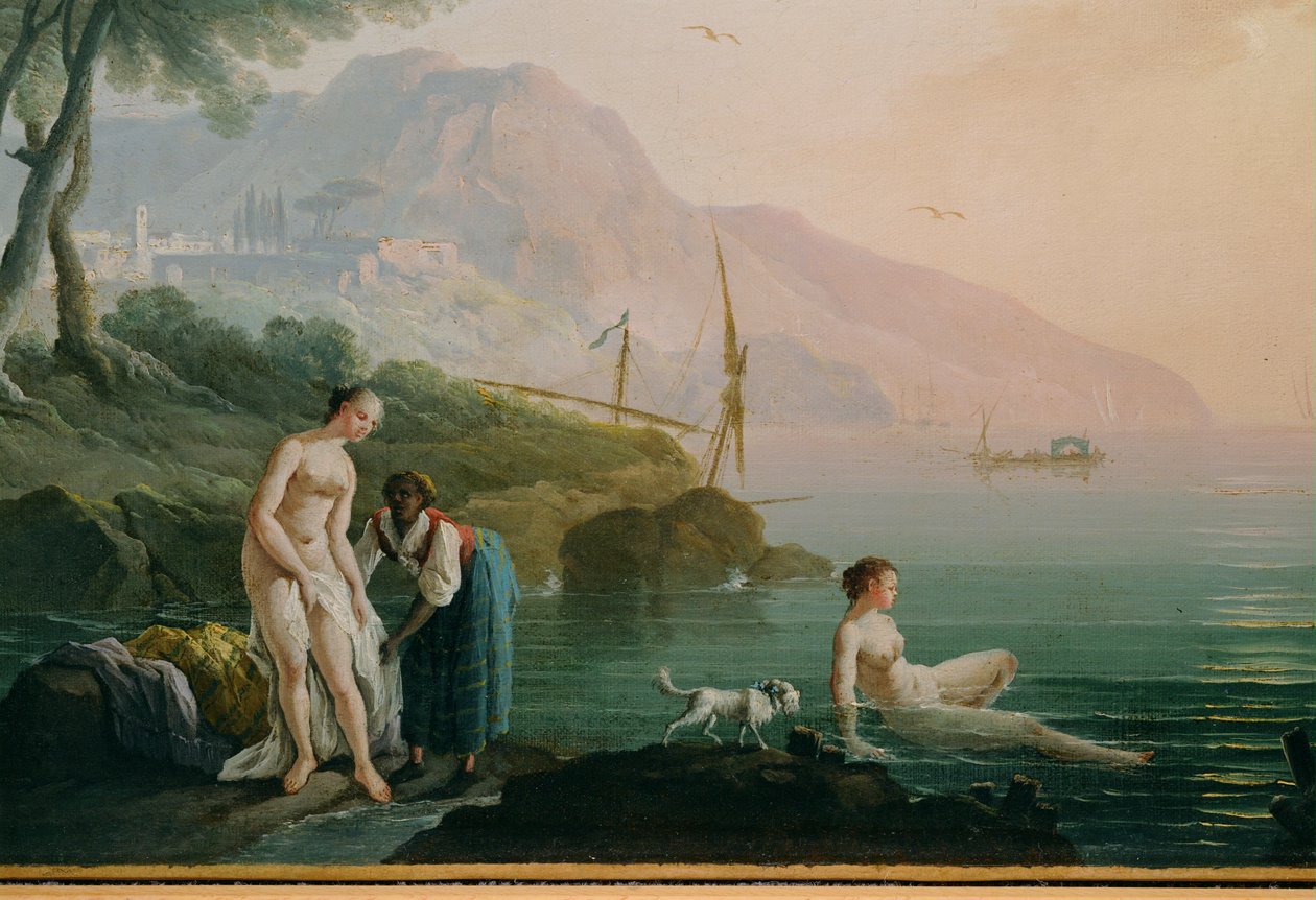 Fürdőző lányok a tengerparton ... (festmény vászonra) alkotó: Claude Joseph Vernet