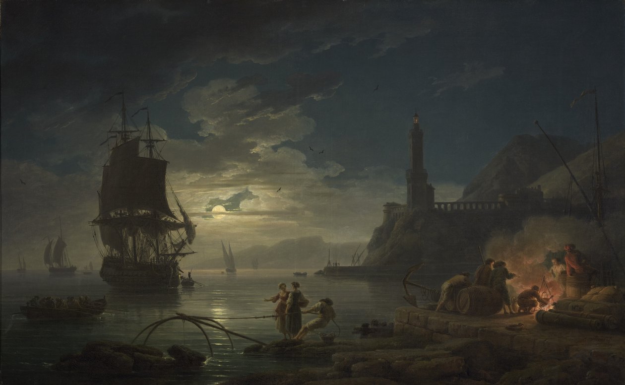 Part menti jelenet holdfényben, 1769 alkotó: Claude Joseph Vernet