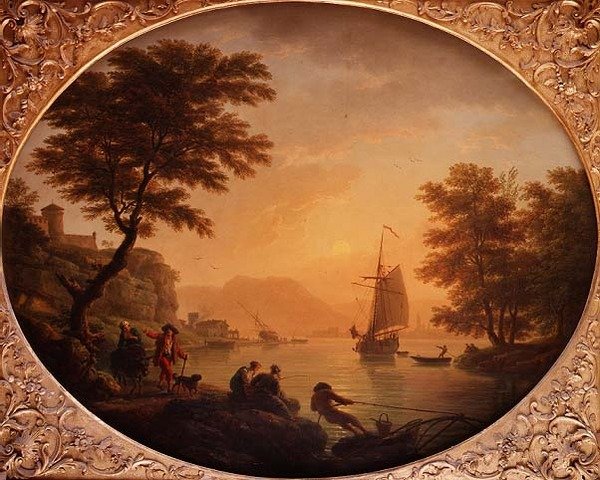 Day – Olasz sziklás öböl, halászokkal alkotó: Claude Joseph Vernet