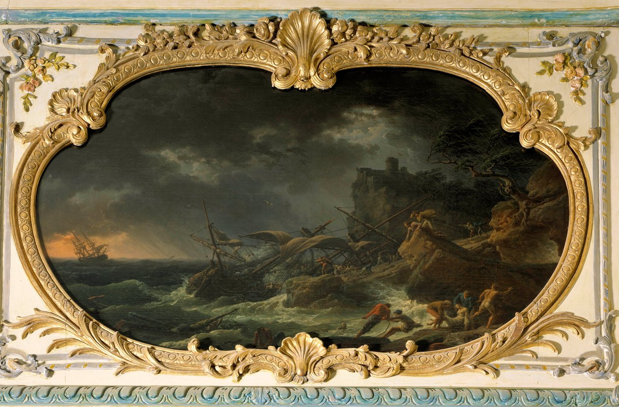 A nap négy része: a déli vagy a Tempete-hajók hajótöréskor a száraz tengeren. Joseph Vernet (1714-1789) festménye 1762. Dim. 0,85x1,35 m. alkotó: Claude Joseph Vernet
