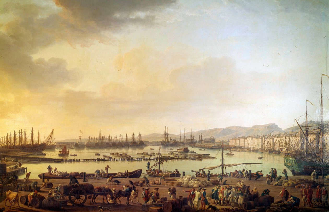 Kilátás a touloni kikötőre Joseph Vernet (1714-1789) festménye 18. századi Párizs, Musee de la Marine alkotó: Claude Joseph Vernet